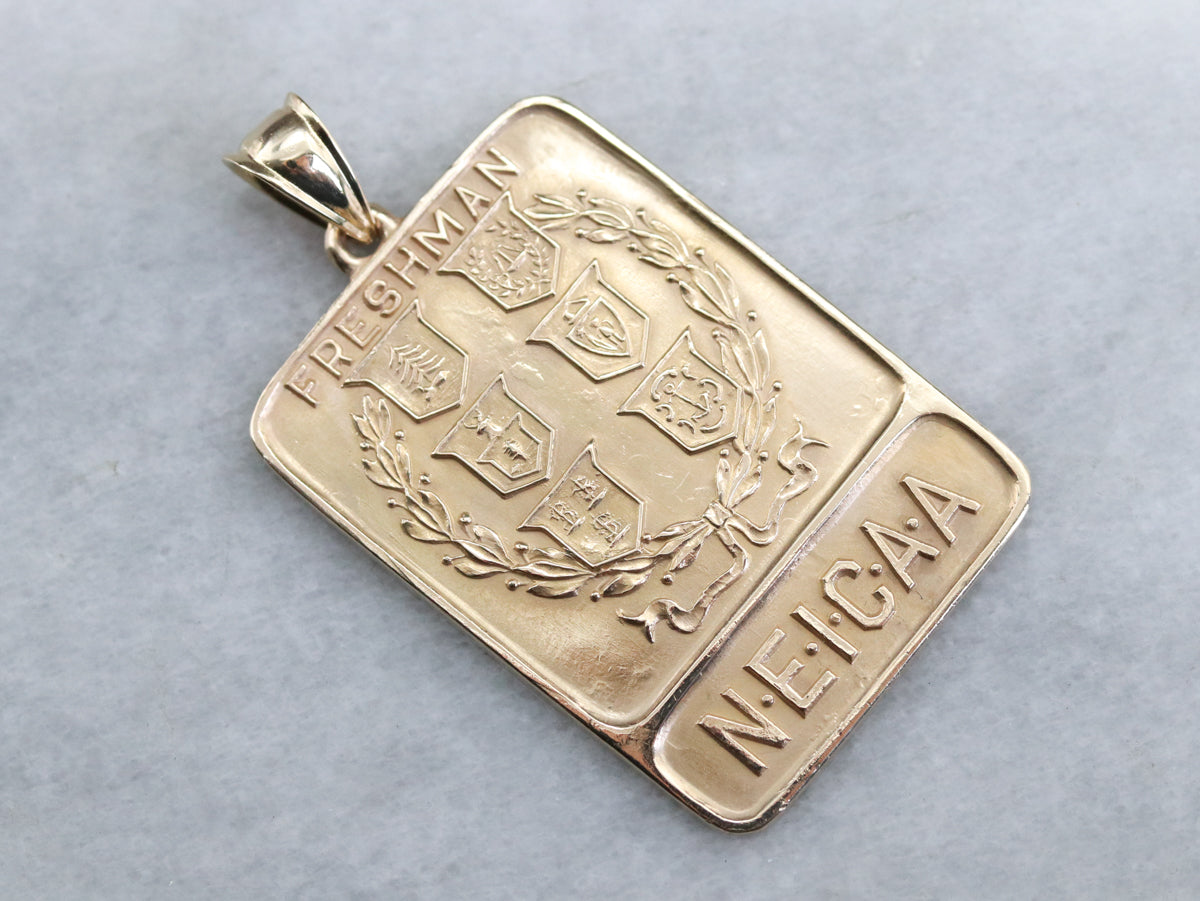 Antique Gold N.E.I.C.A.A. Freshmen Pendant