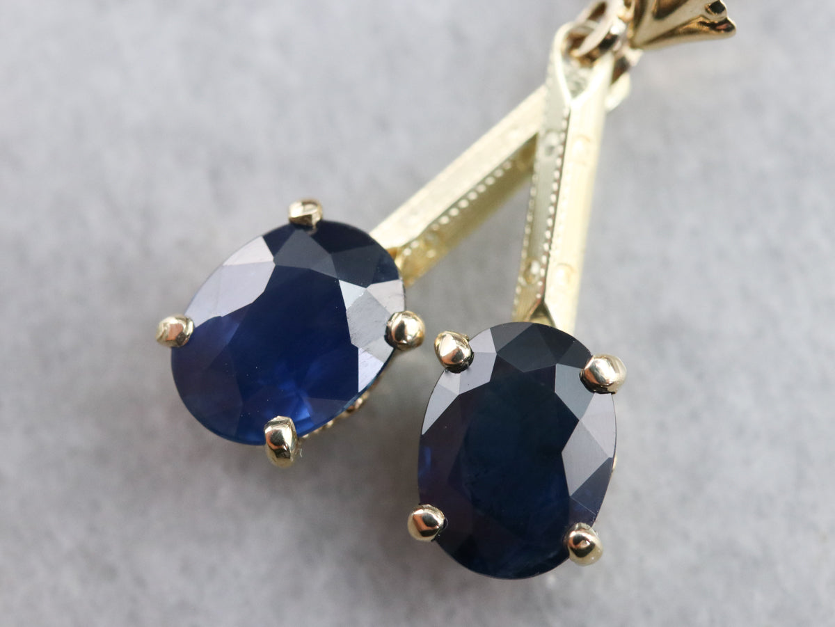 Sapphire and Gold Drop Earrings