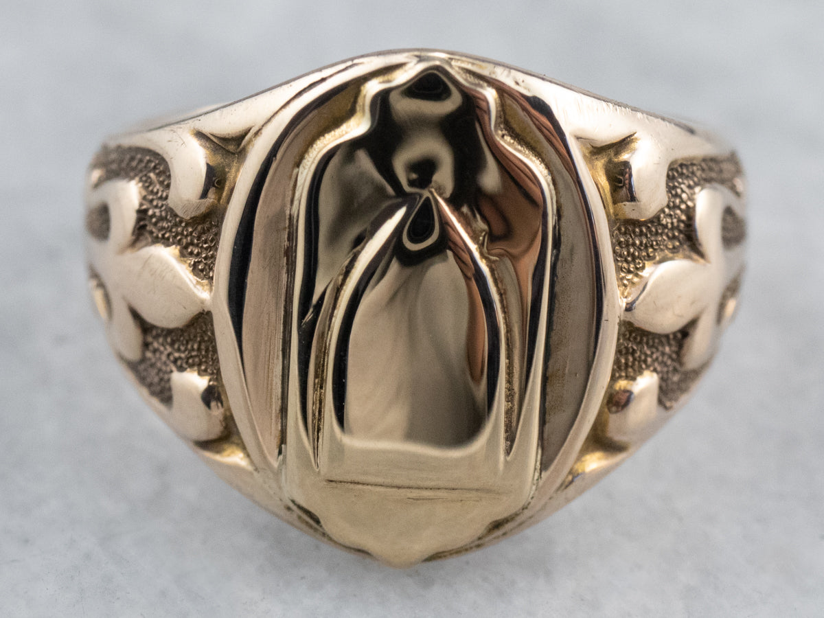 Antique Patterned Gold Signet Ring