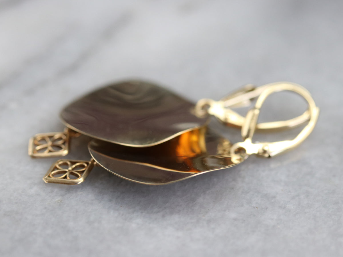 Yellow Gold Dangle Drop Earrings