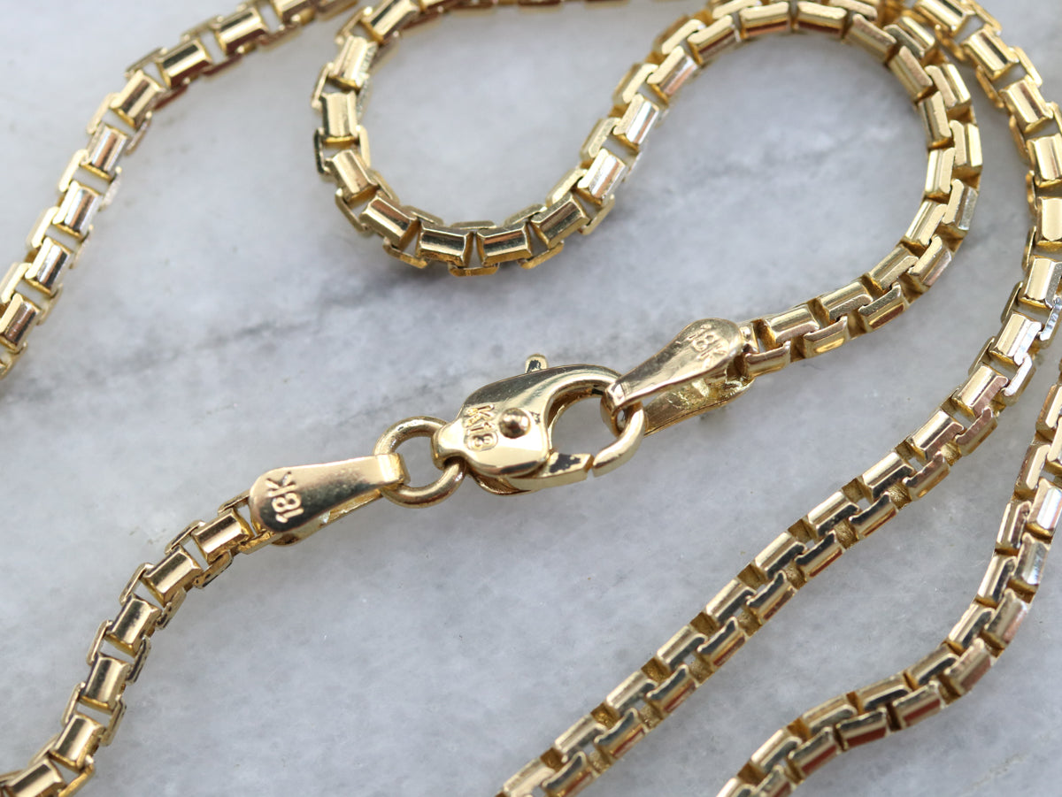 Yellow 18 Karat Gold Tube Link Chain