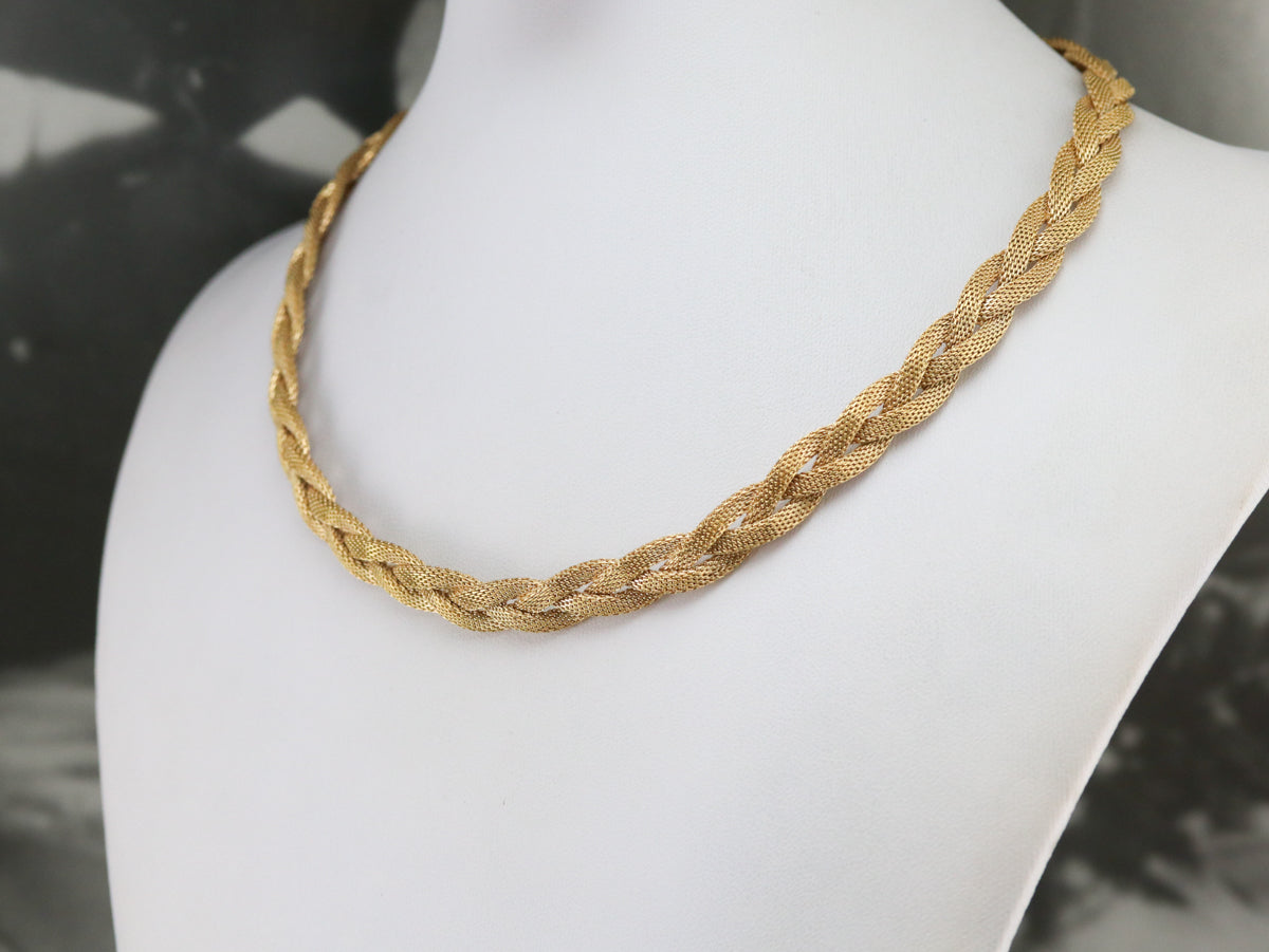 Collar Collar Trenzado De Oro De 18 Kilates