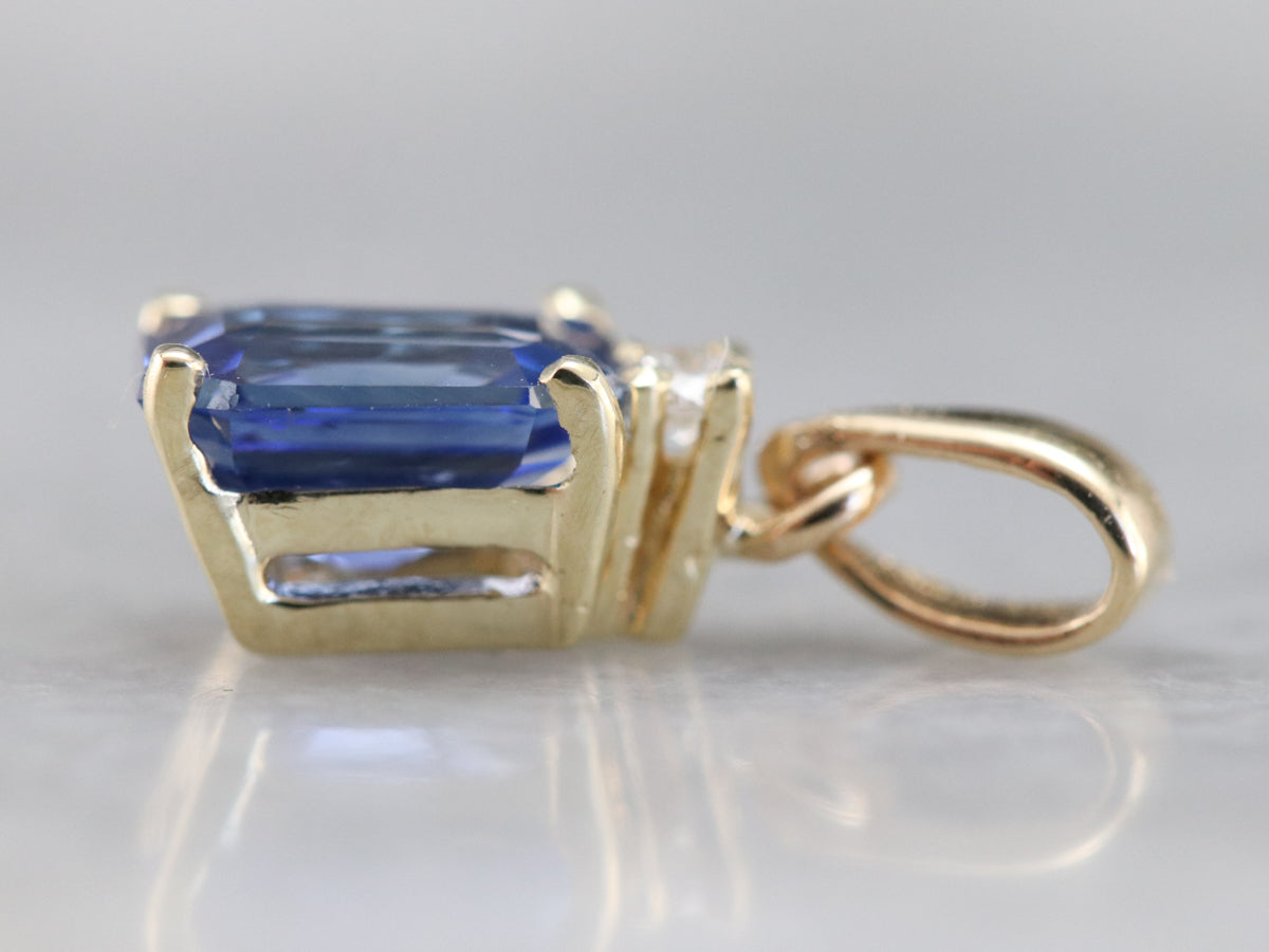 Gold Sapphire and Diamond Pendant