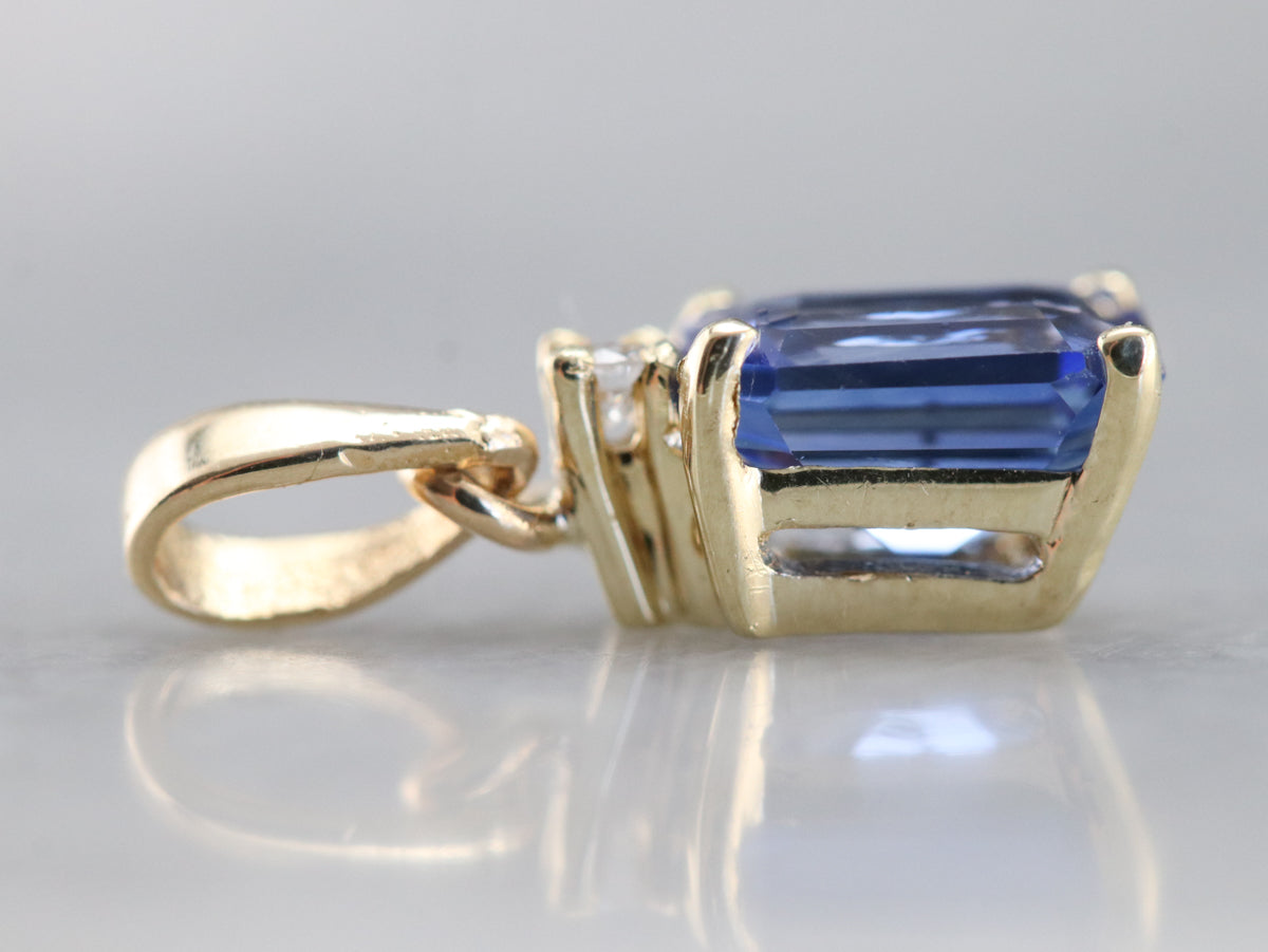 Gold Sapphire and Diamond Pendant