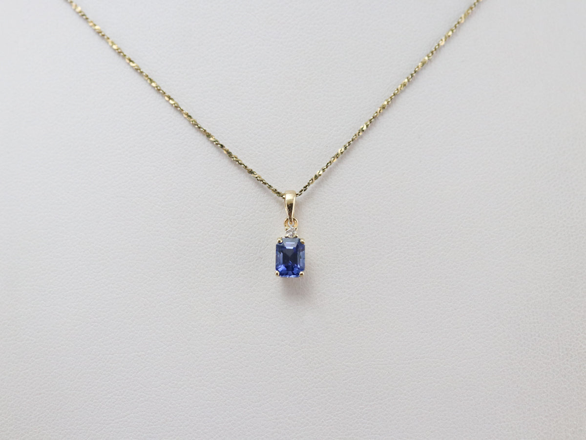 Gold Sapphire and Diamond Pendant