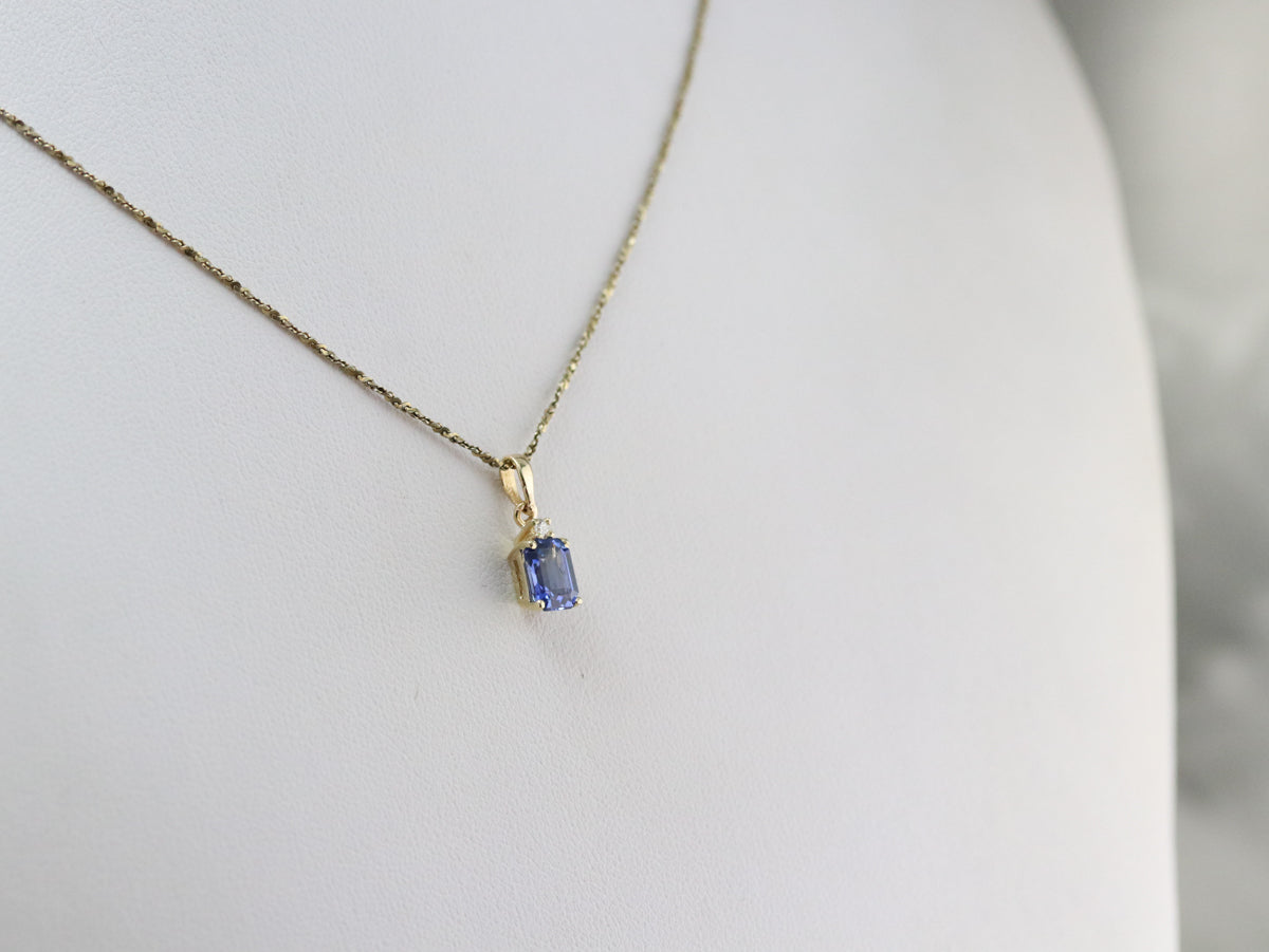 Gold Sapphire and Diamond Pendant