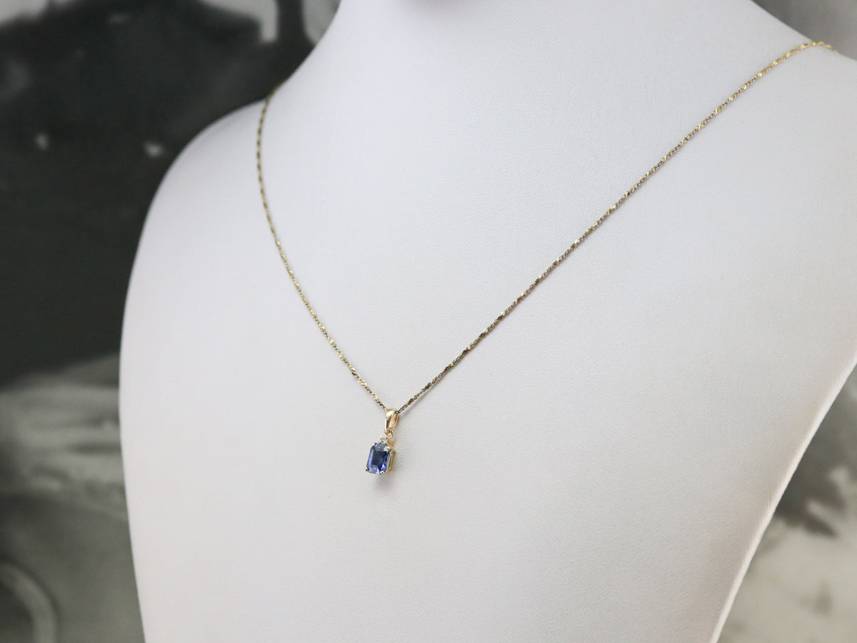 Gold Sapphire and Diamond Pendant