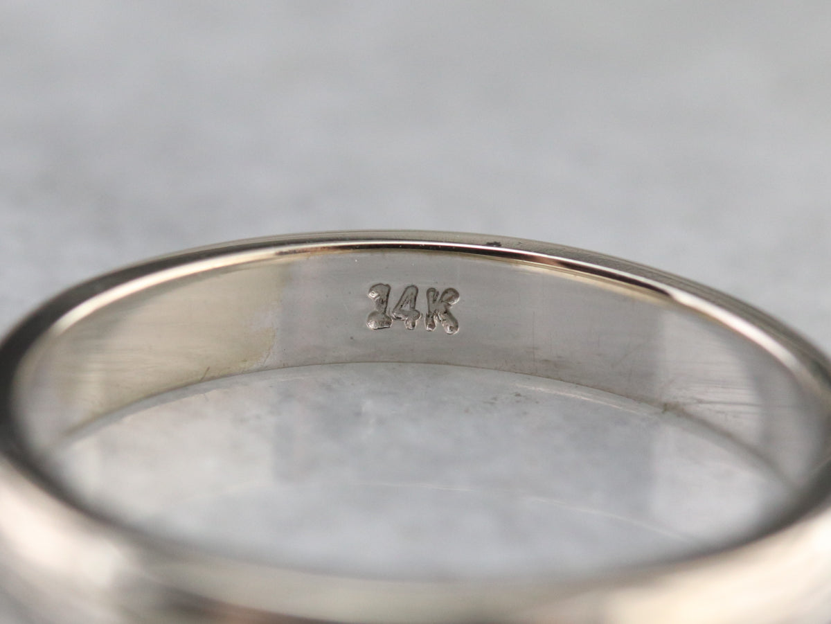 Ladies White Gold Etched Band