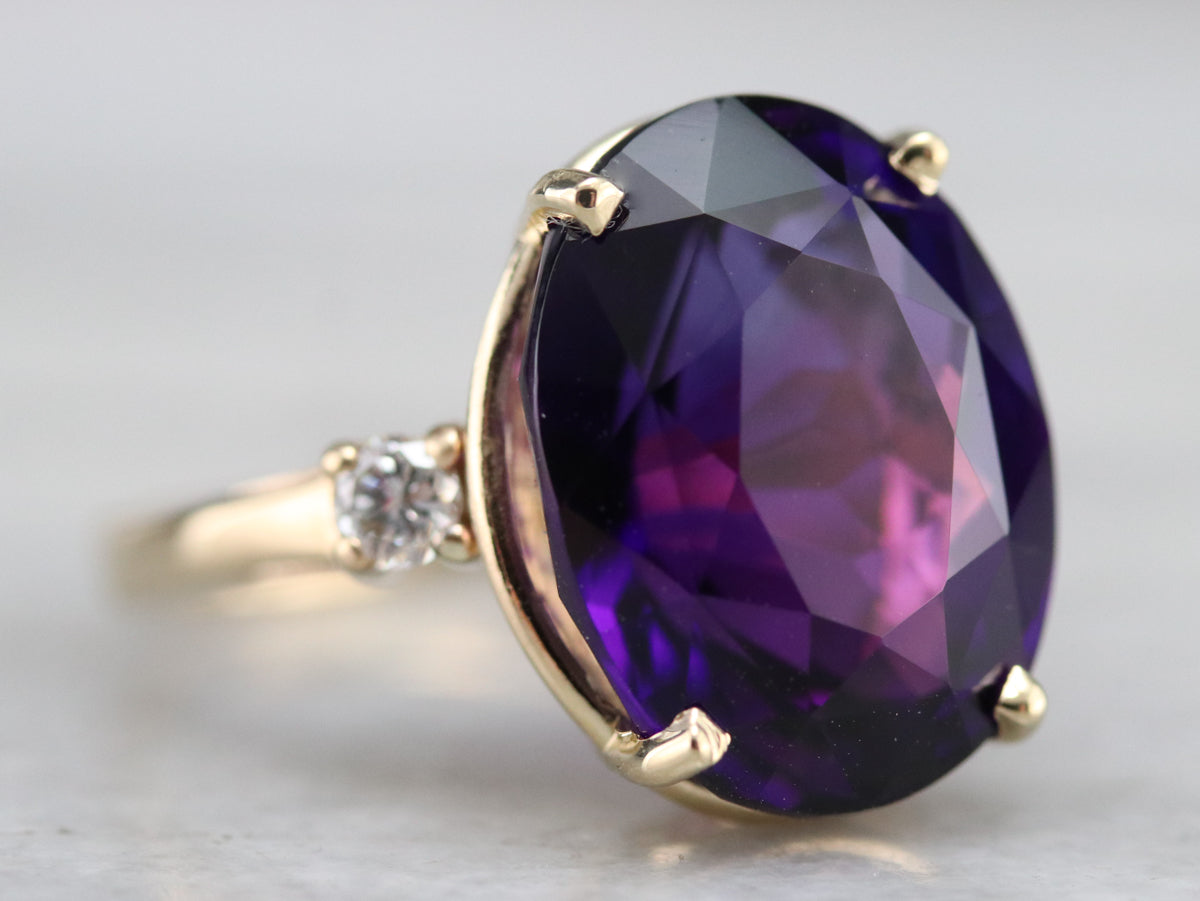 Amethyst and Diamond Cocktail Ring