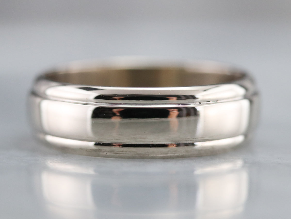 Unisex White Gold Wedding Band