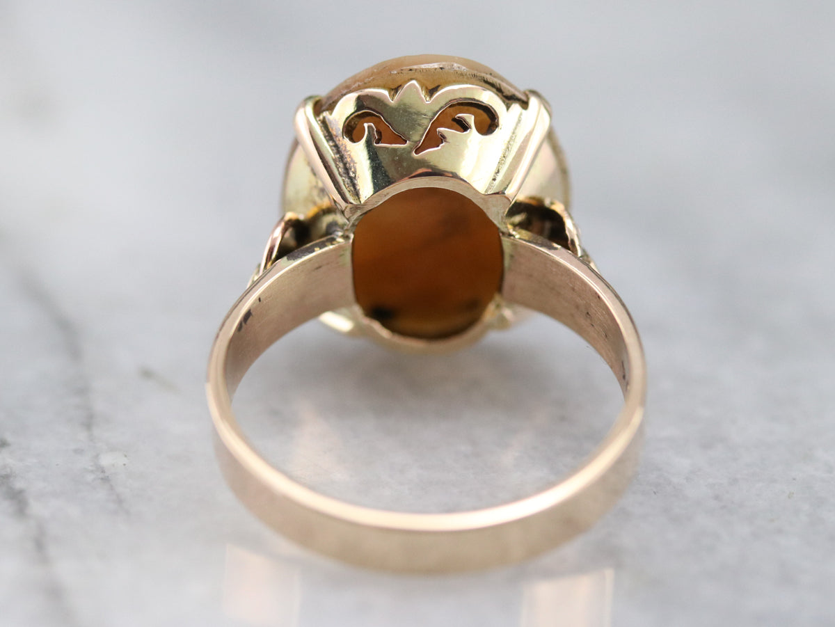 Vintage Gold Botanical Cameo Ring