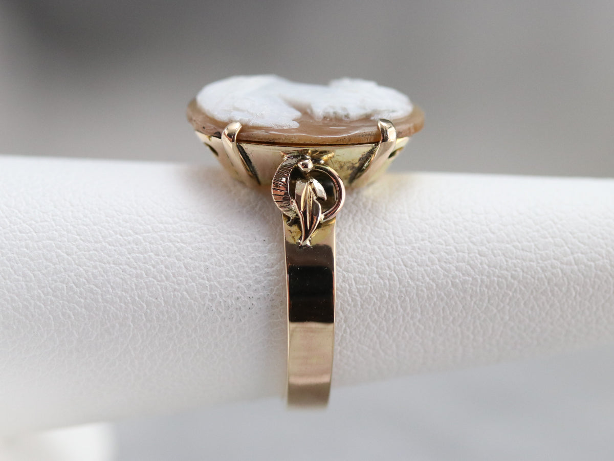 Vintage Gold Botanical Cameo Ring