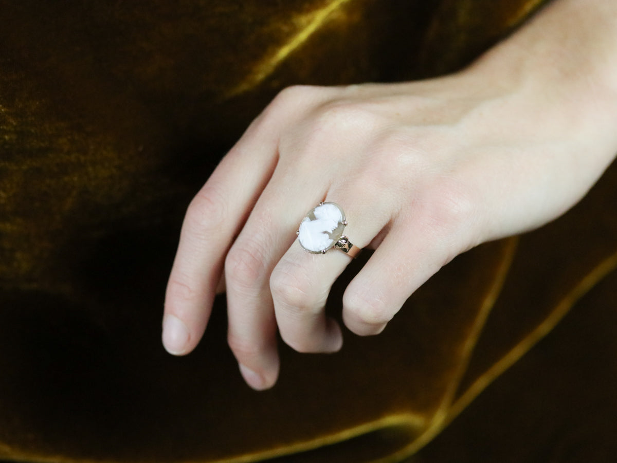 Vintage Gold Botanical Cameo Ring