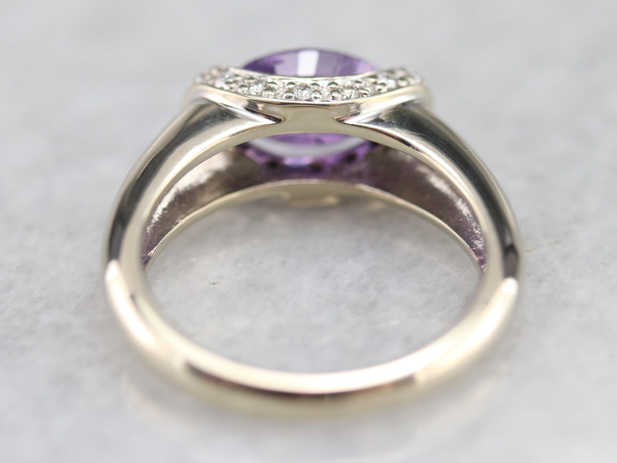 Purple Ceylon Sapphire and Diamond Ring