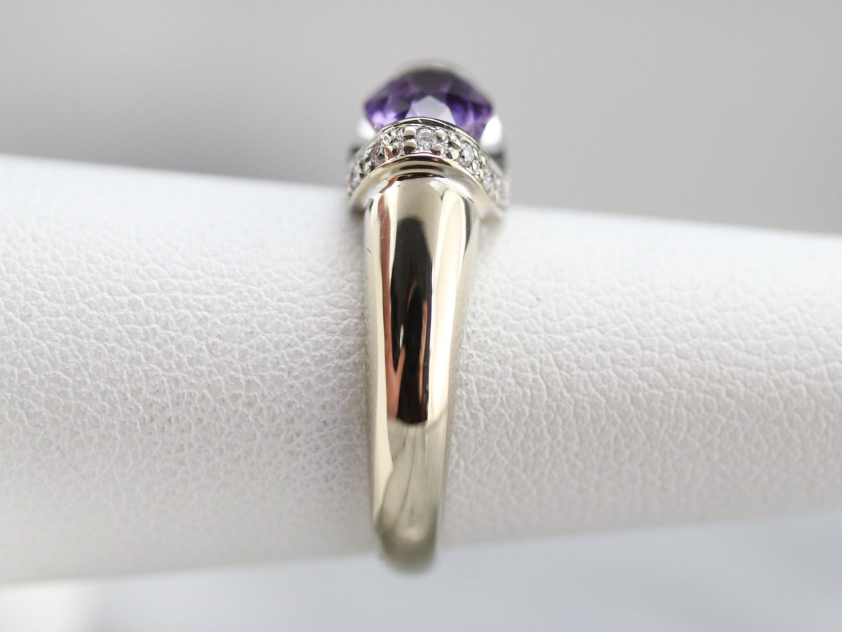 Purple Ceylon Sapphire and Diamond Ring