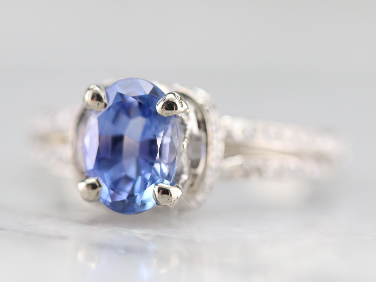 Modern Sapphire and Diamond Engagement Ring