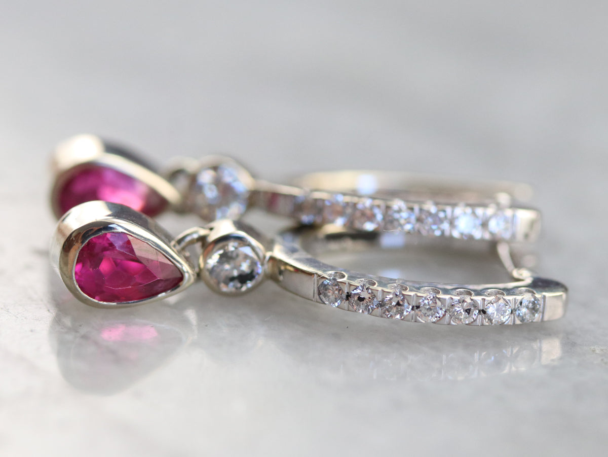 Pink Sapphire and Diamond Drop Earrings