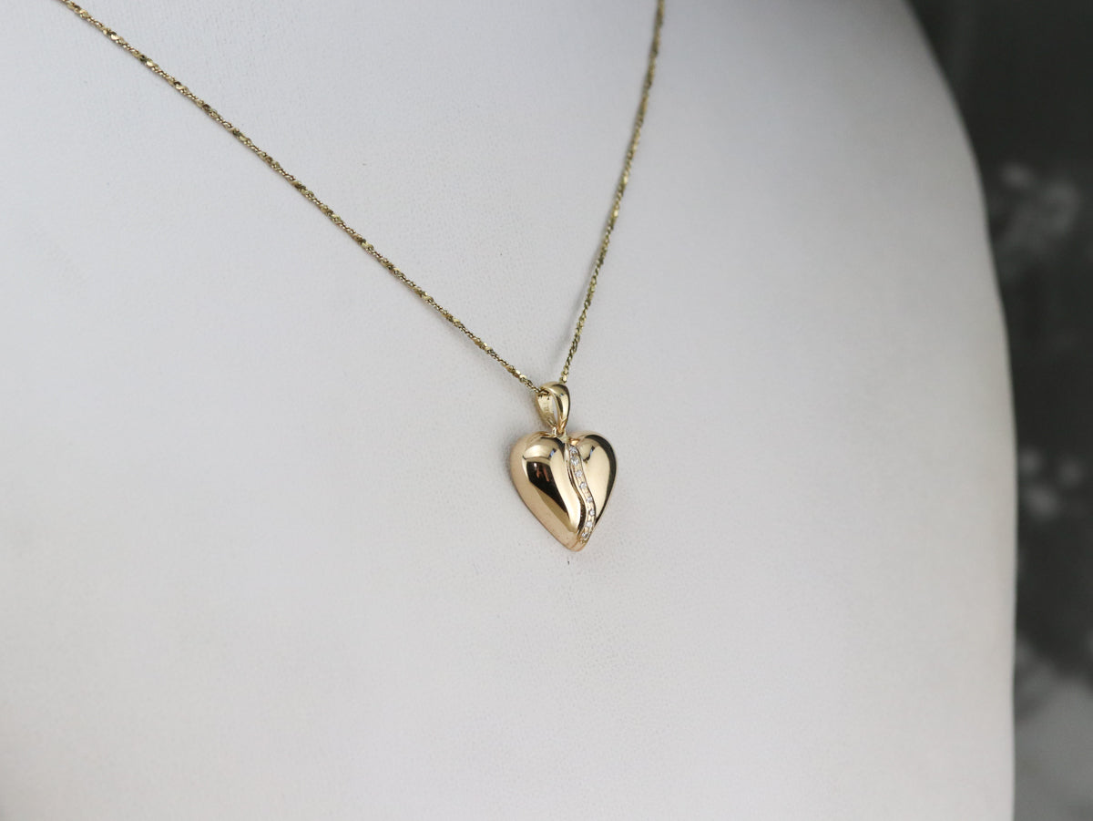 Diamond Heart Gold Pendant