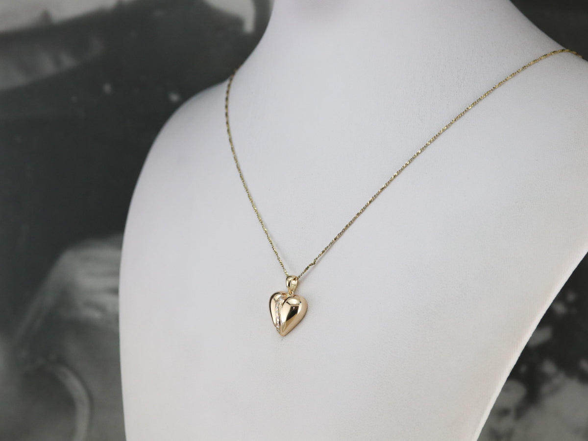 Diamond Heart Gold Pendant