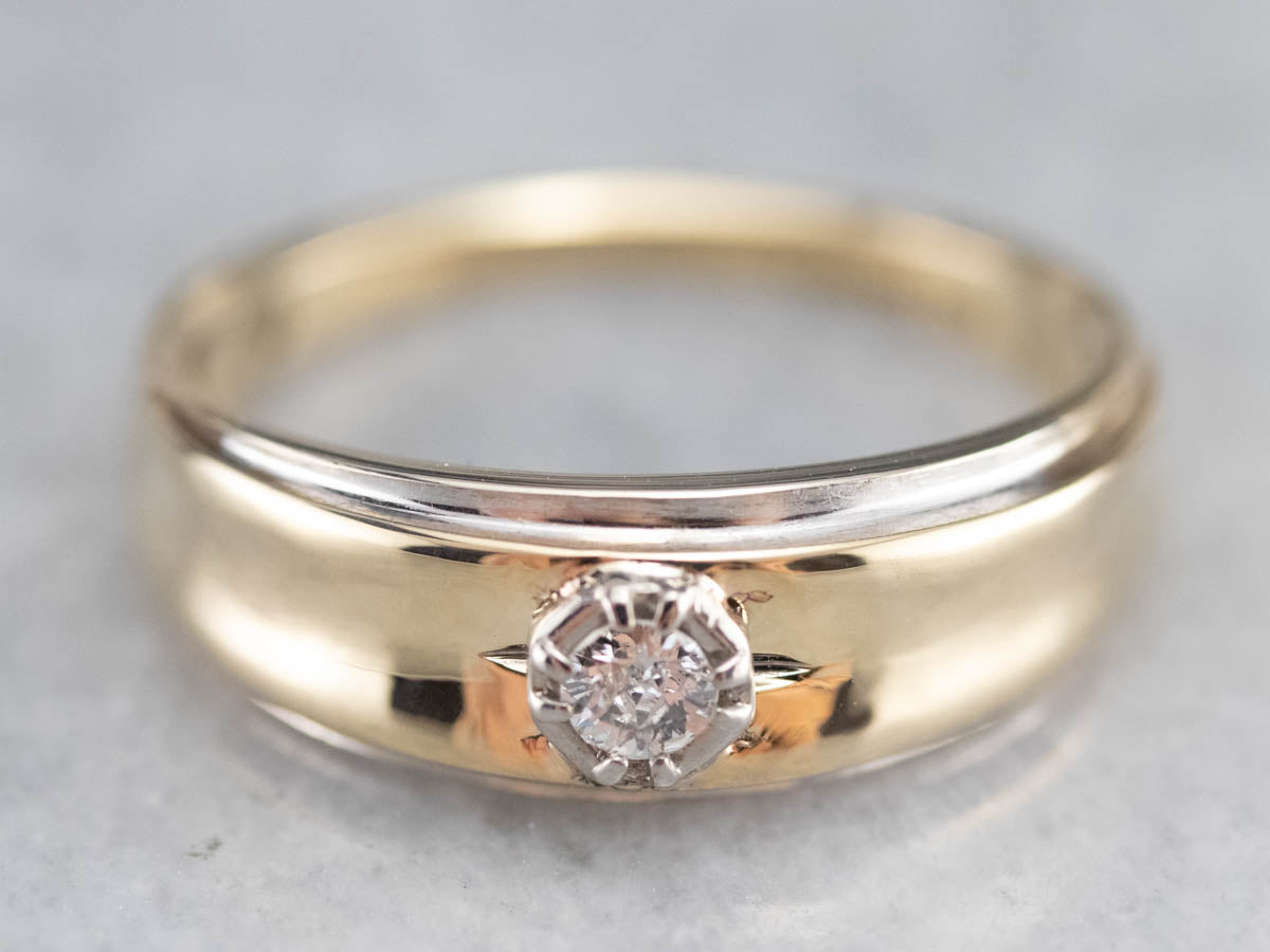 Men&#39;s Two Tone Gold Diamond Ring