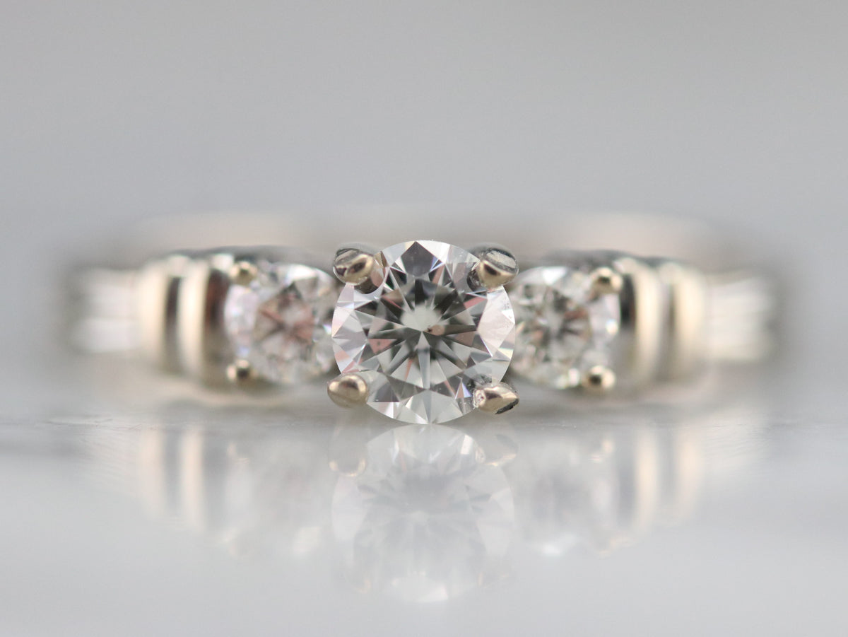 Modern Three Stone Diamond Engagement Ring