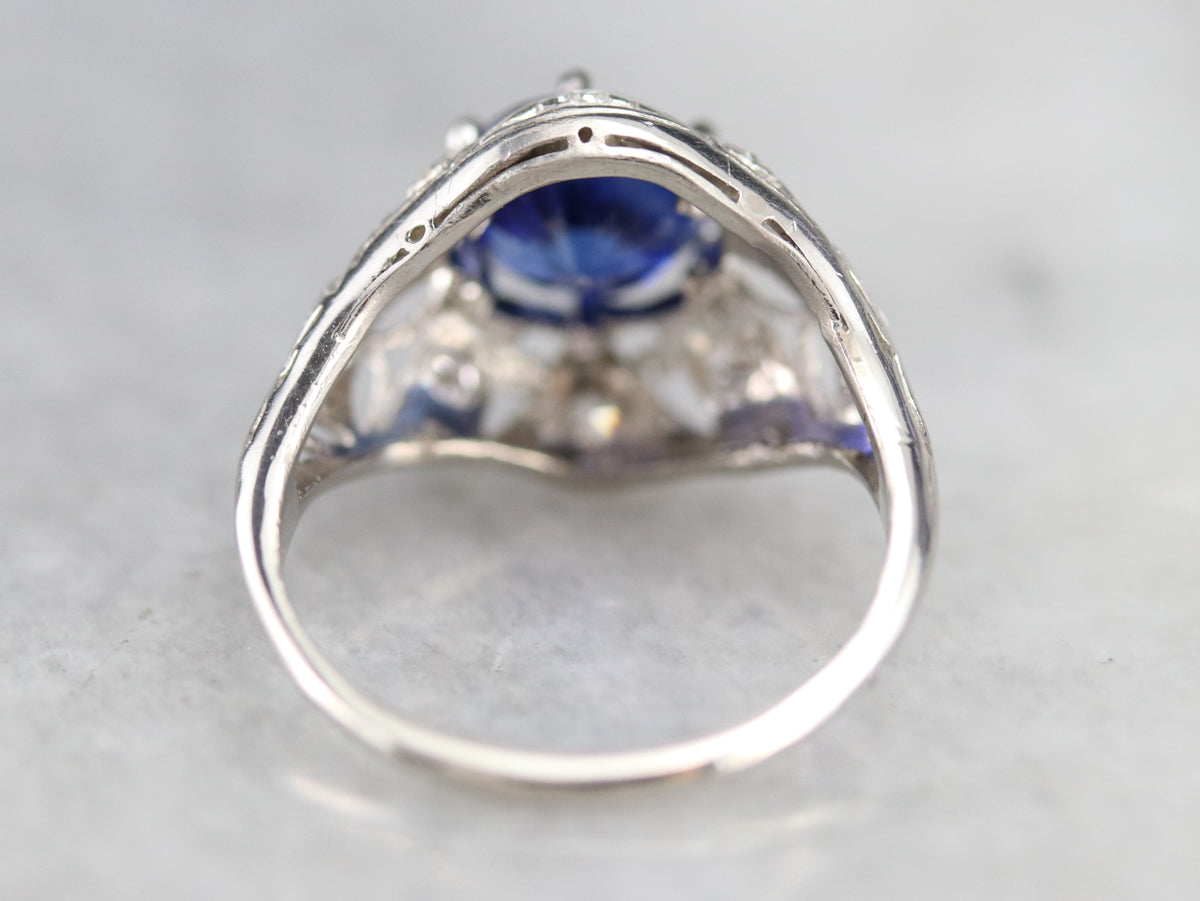 Art Deco Sapphire and Diamond Cocktail Ring