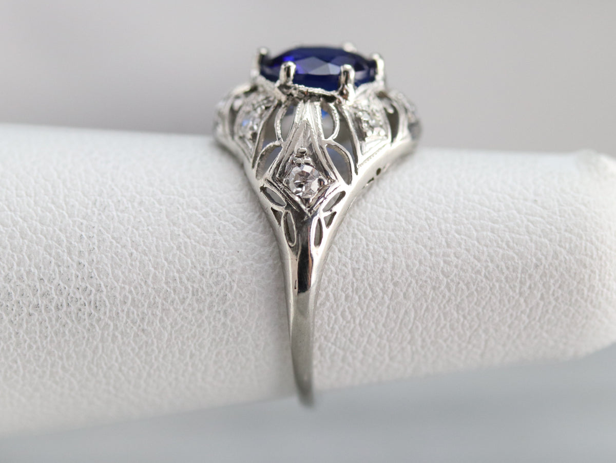 Art Deco Sapphire and Diamond Cocktail Ring