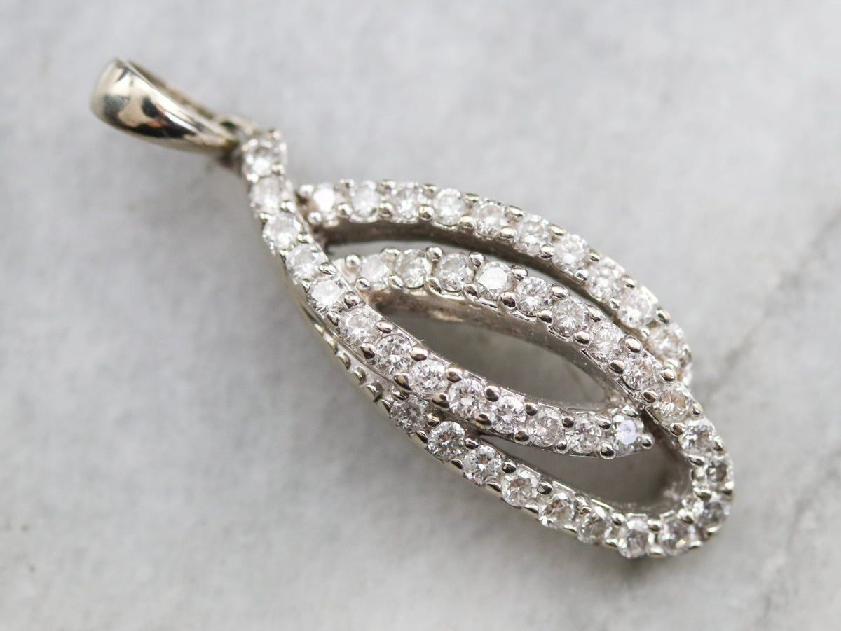 White Gold and Diamond Ribbon Pendant