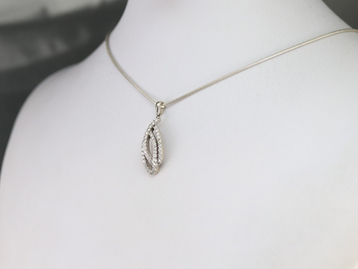 White Gold and Diamond Ribbon Pendant