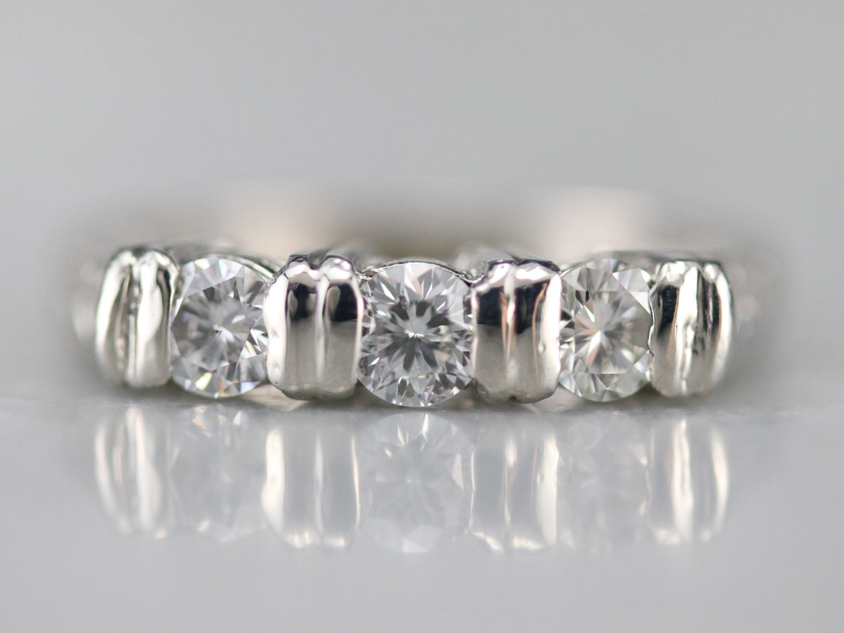 Engraved Three Stone Diamond Band