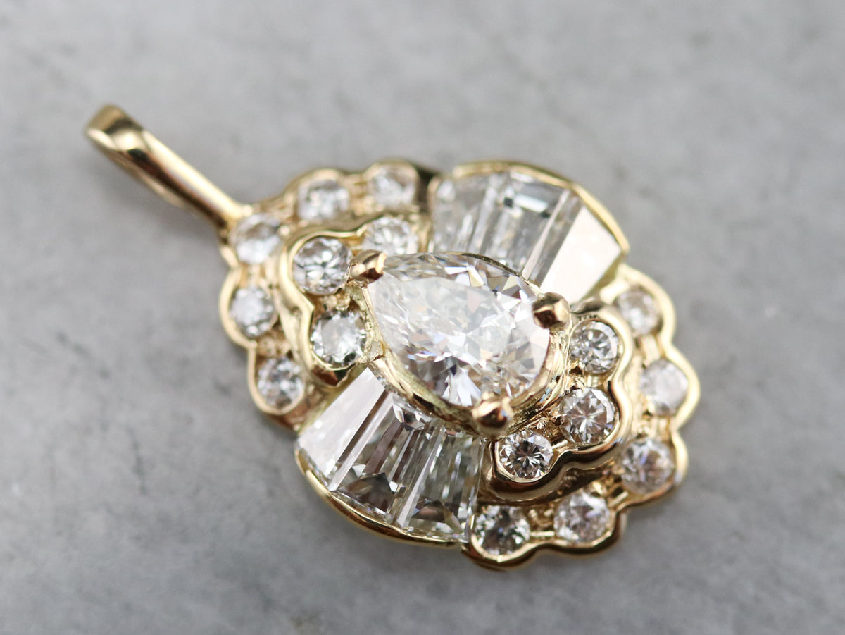 Diamond Cluster Gold Pendant