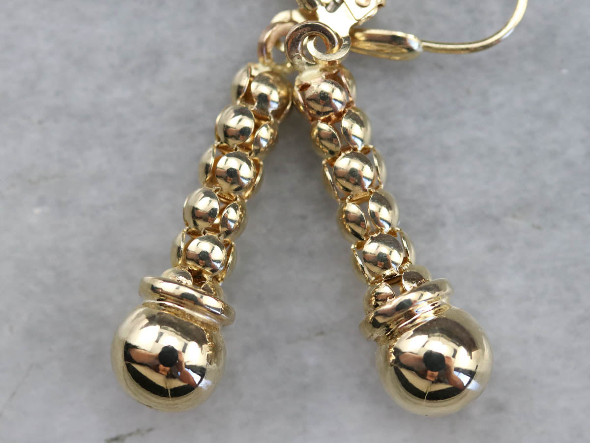 Yellow Gold Beaded Drop Earrings