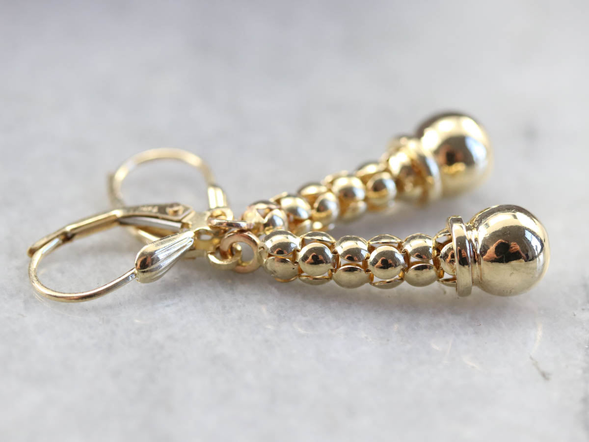 Yellow Gold Beaded Drop Earrings