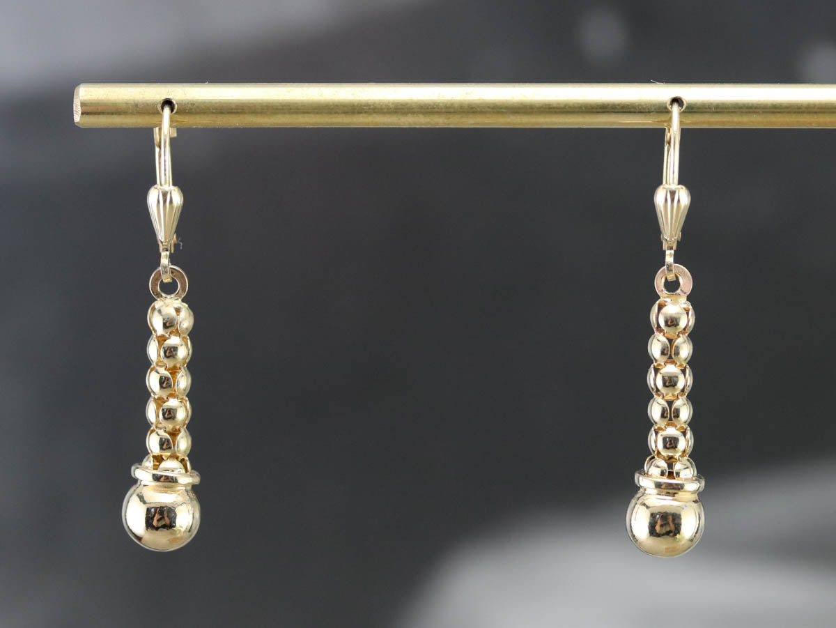 Yellow Gold Beaded Drop Earrings