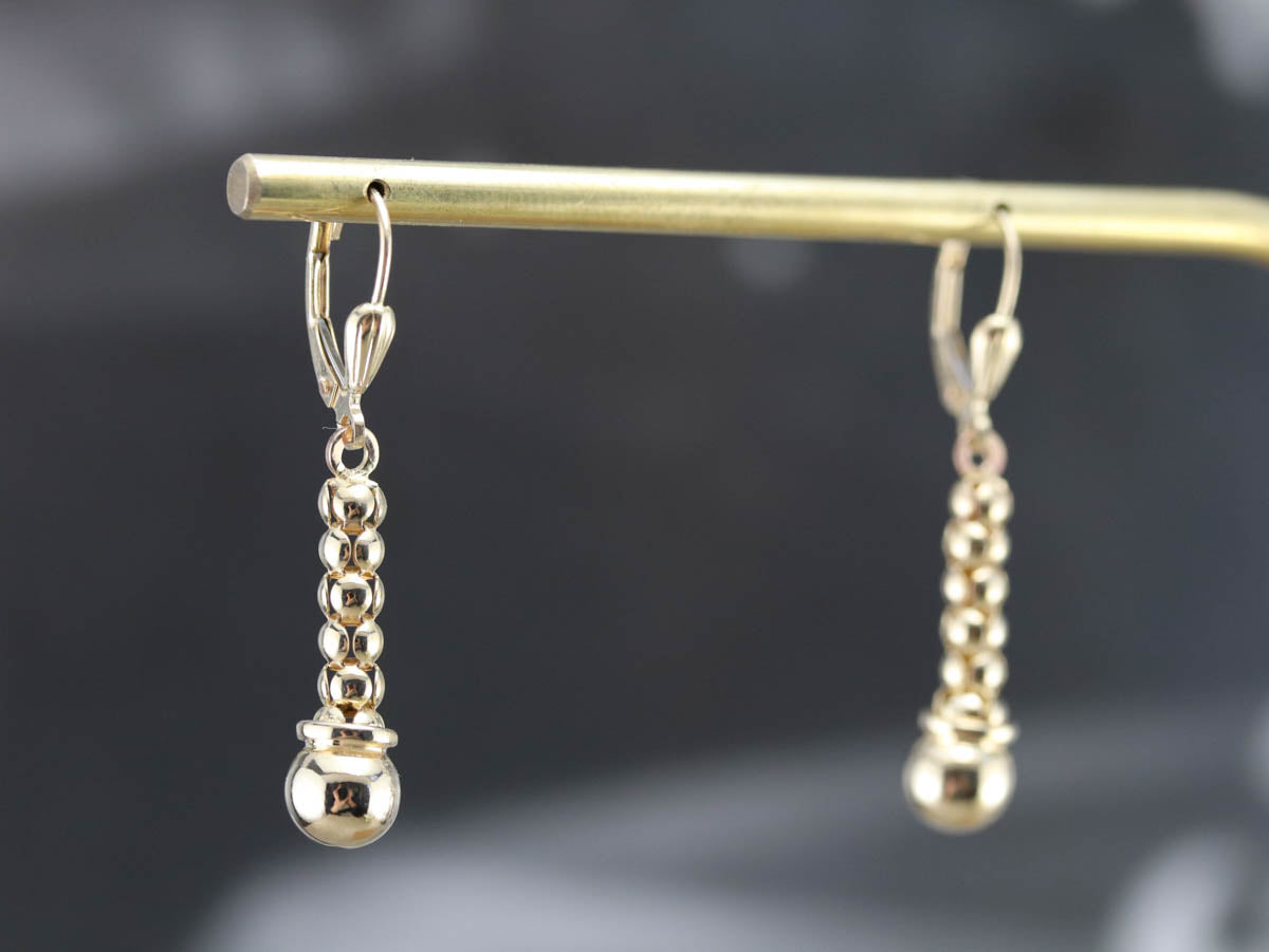 Yellow Gold Beaded Drop Earrings