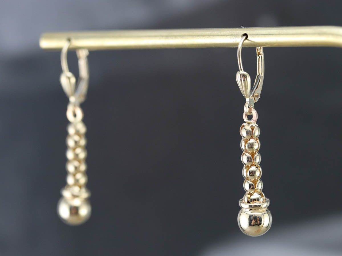 Yellow Gold Beaded Drop Earrings