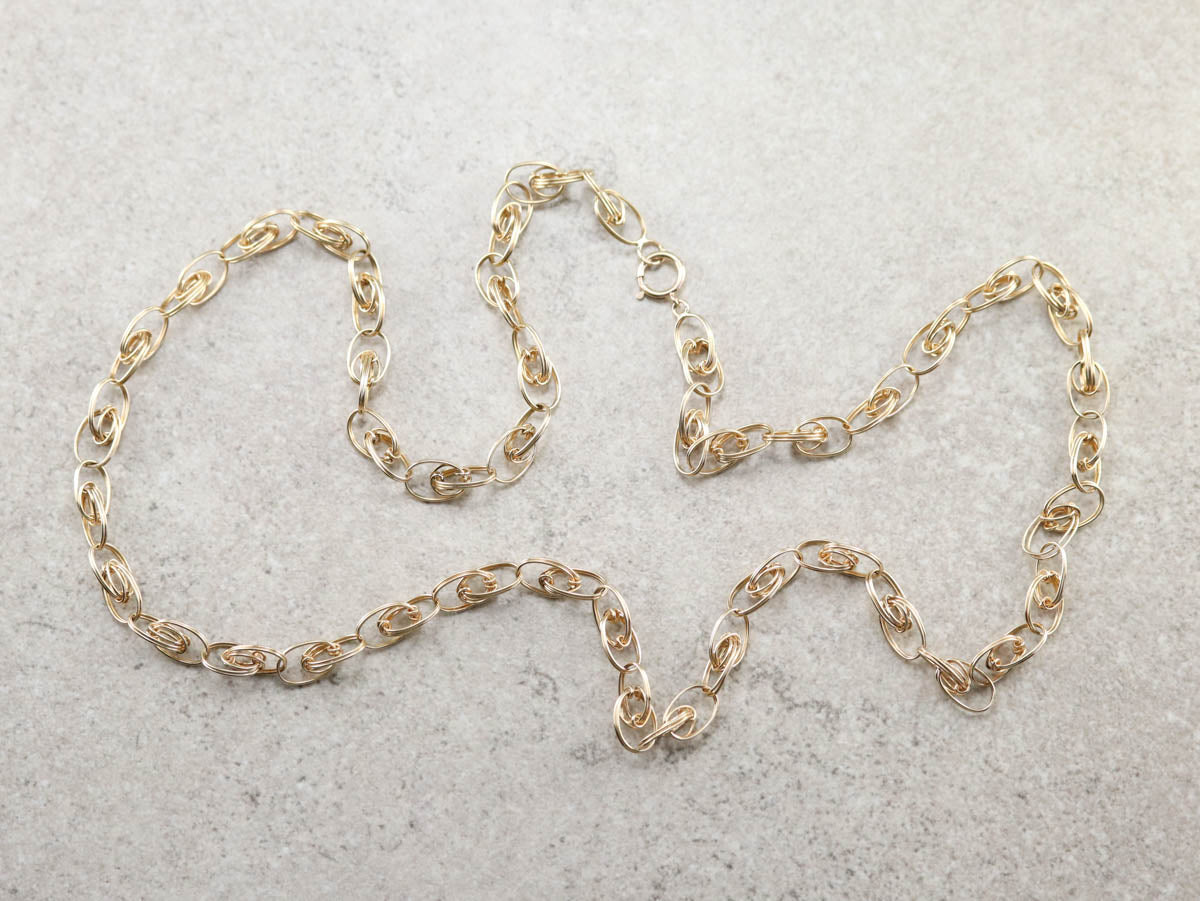 Woven Gold Link Chain Necklace