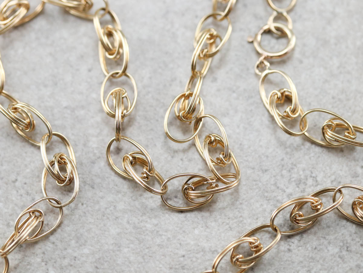 Woven Gold Link Chain Necklace