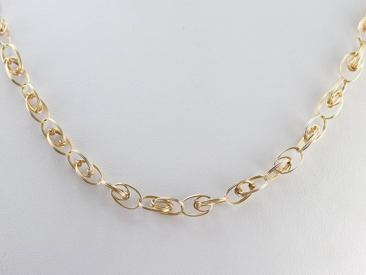 Woven Gold Link Chain Necklace