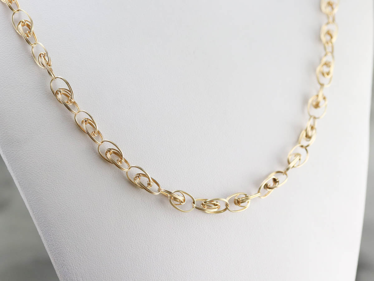 Woven Gold Link Chain Necklace