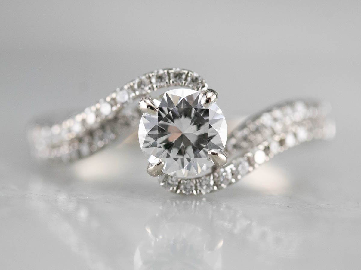 Round Brilliant Diamond Bypass Engagement Ring