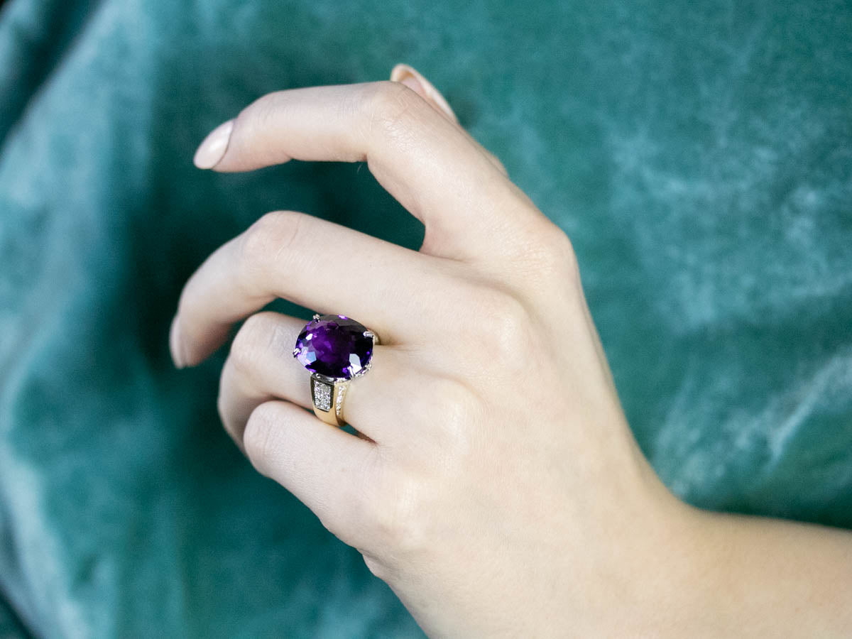 Amethyst and Diamond Cocktail Ring