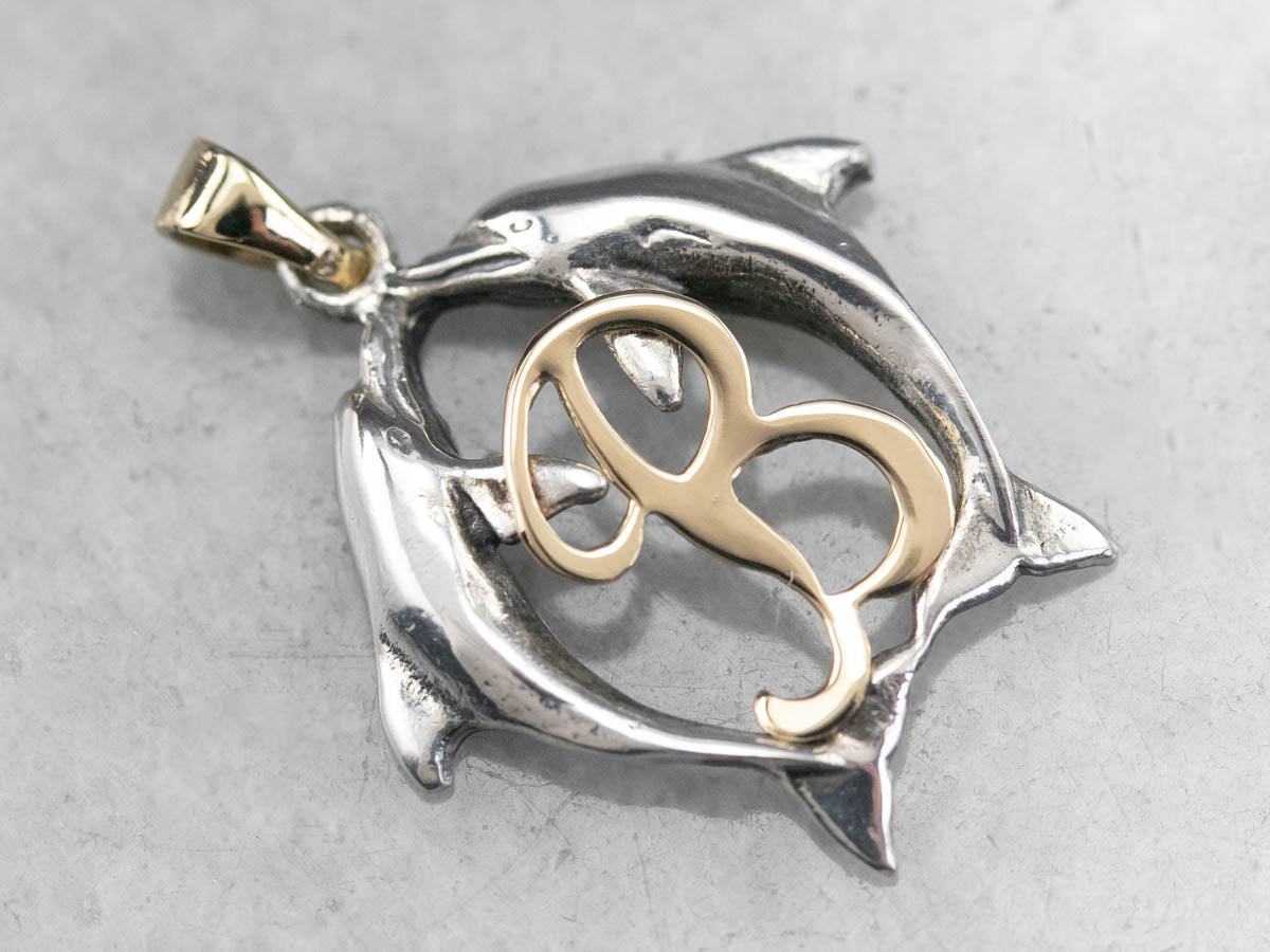 Dolphin &quot;B&quot; Monogram Pendant