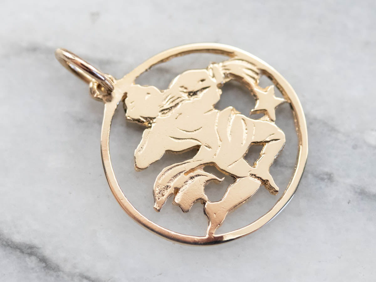 Vintage Golden Aquarius Pendant