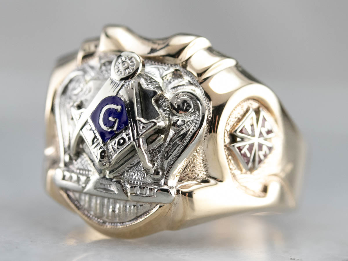 Men&#39;s Robust Two Toned Masonic Ring