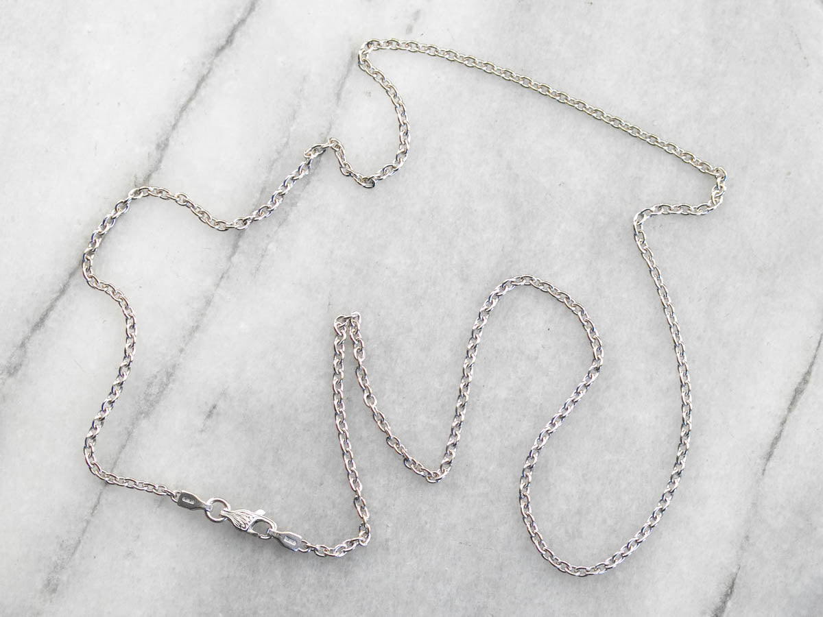 High 18 Karat White Gold Oval Link Chain