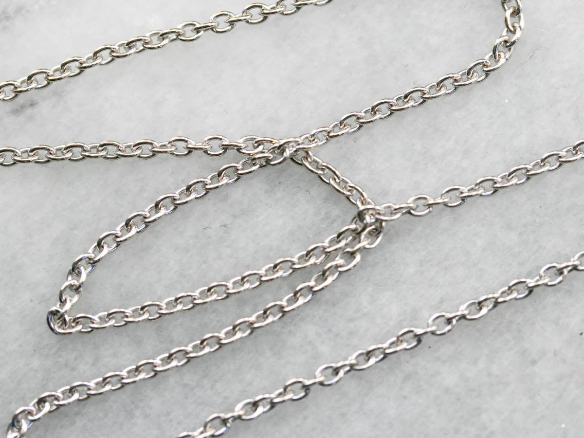 High 18 Karat White Gold Oval Link Chain