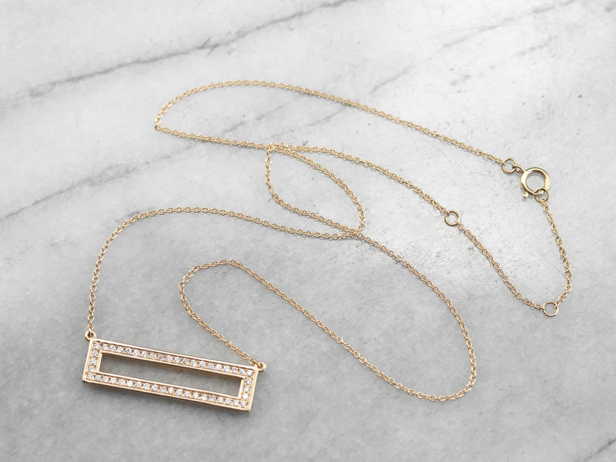 Modernist Diamond Necklace in Yellow Gold