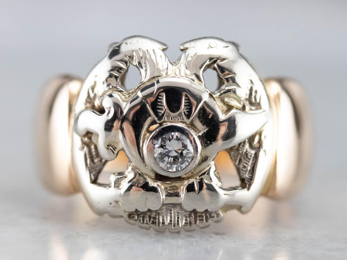 Men&#39;s Vintage Diamond Shriner Ring