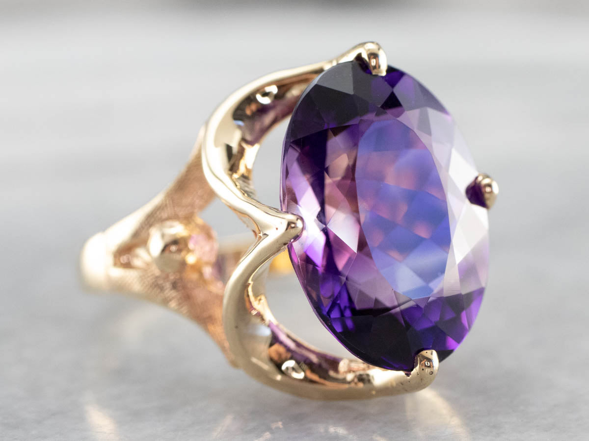 Yellow Gold Amethyst Statement Ring